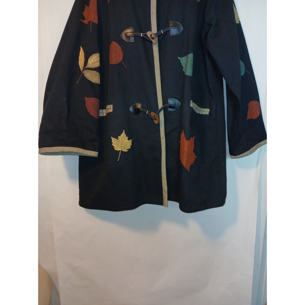 Vintage Hand Painted Art To Wear Black Cotton Jacket Toggle Gloria Artiguez D143 - Picture 6 of 10